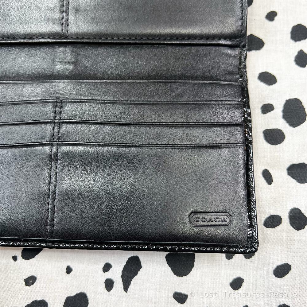 Coach | Soho Signature Jacquard Canvas Leather Pleated Black Designer Wallet - Picture 6 of 7